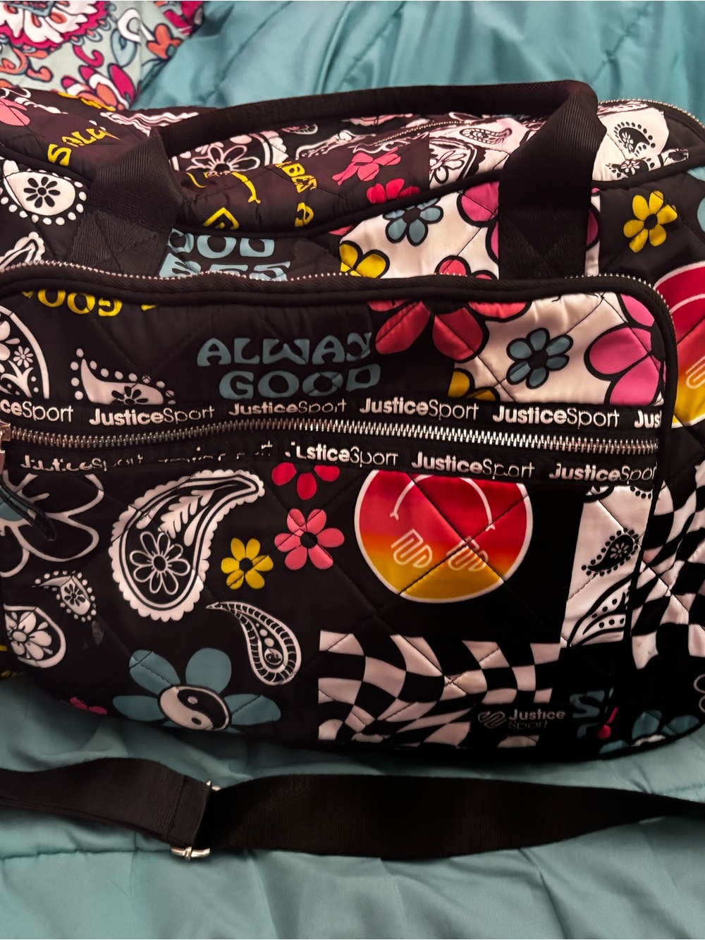 Justice Quilted Floral Paisley Duffel Bag - Black Multicolor